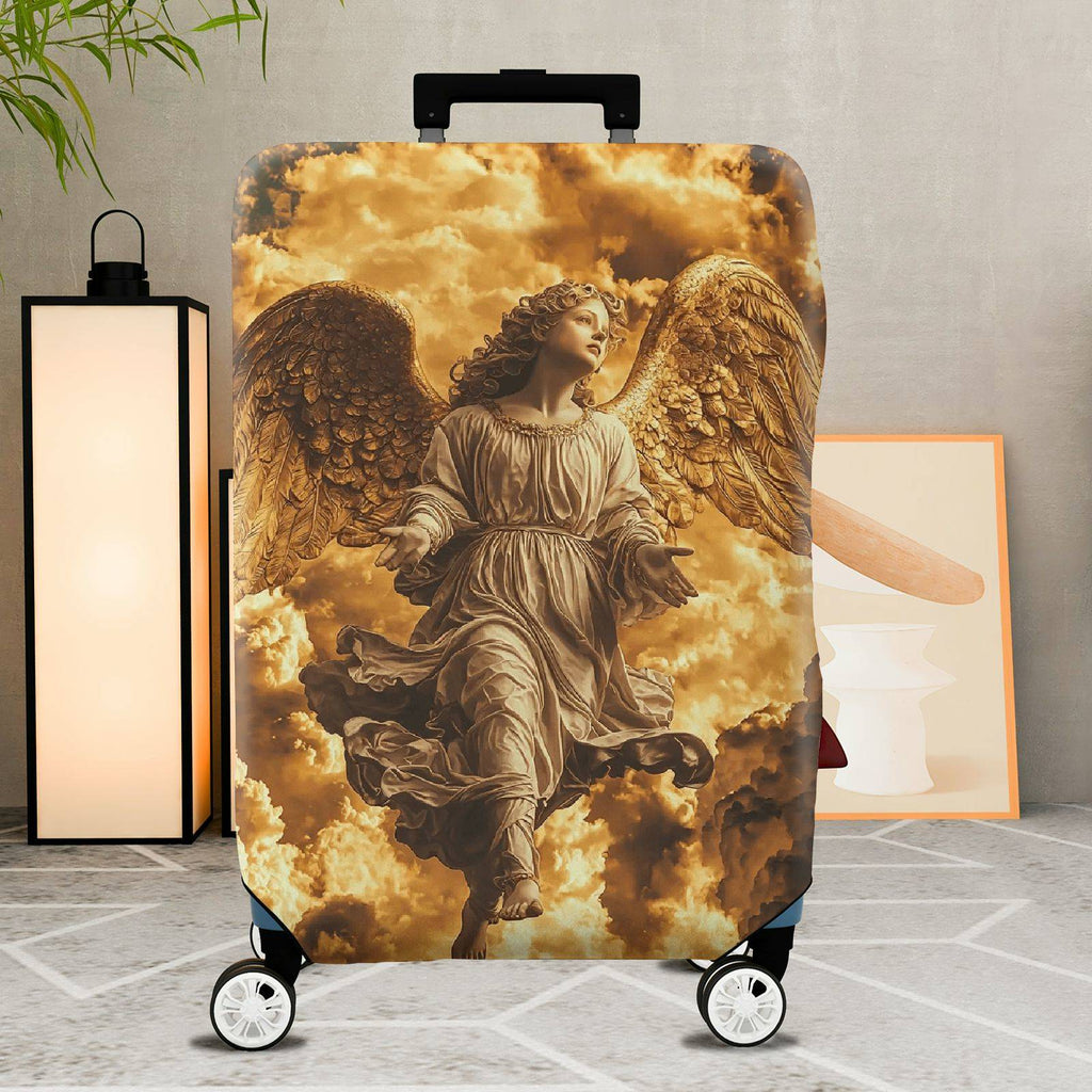 1-Piece Angelic Heavenly Clouds Golden Wings Divine Guardian  Suitcase Luggage Cover, Stretch Protective Sleeve