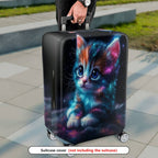1-Piece Galaxy Cat Cosmic Space Kitten Starry Whiskers Nebula  Suitcase Luggage Cover, Stretch Protective Sleeve