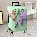 1-Piece World Map Travel Destination Pattern Multicolor Geometric  Suitcase Luggage Cover, Stretch Protective Sleeve