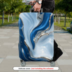1-Piece Abstract Blue Marble Swirl Artistic Colorful  Suitcase Luggage Cover, Stretch Protective Sleeve