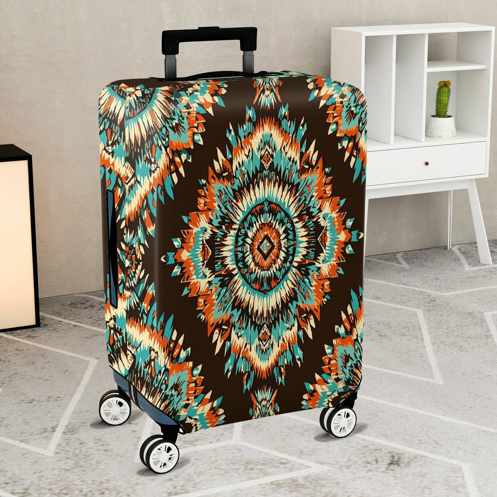1-Piece Colorful Geometric Ethnic Aztec Mandala Tribal  Suitcase Luggage Cover, Stretch Protective Sleeve