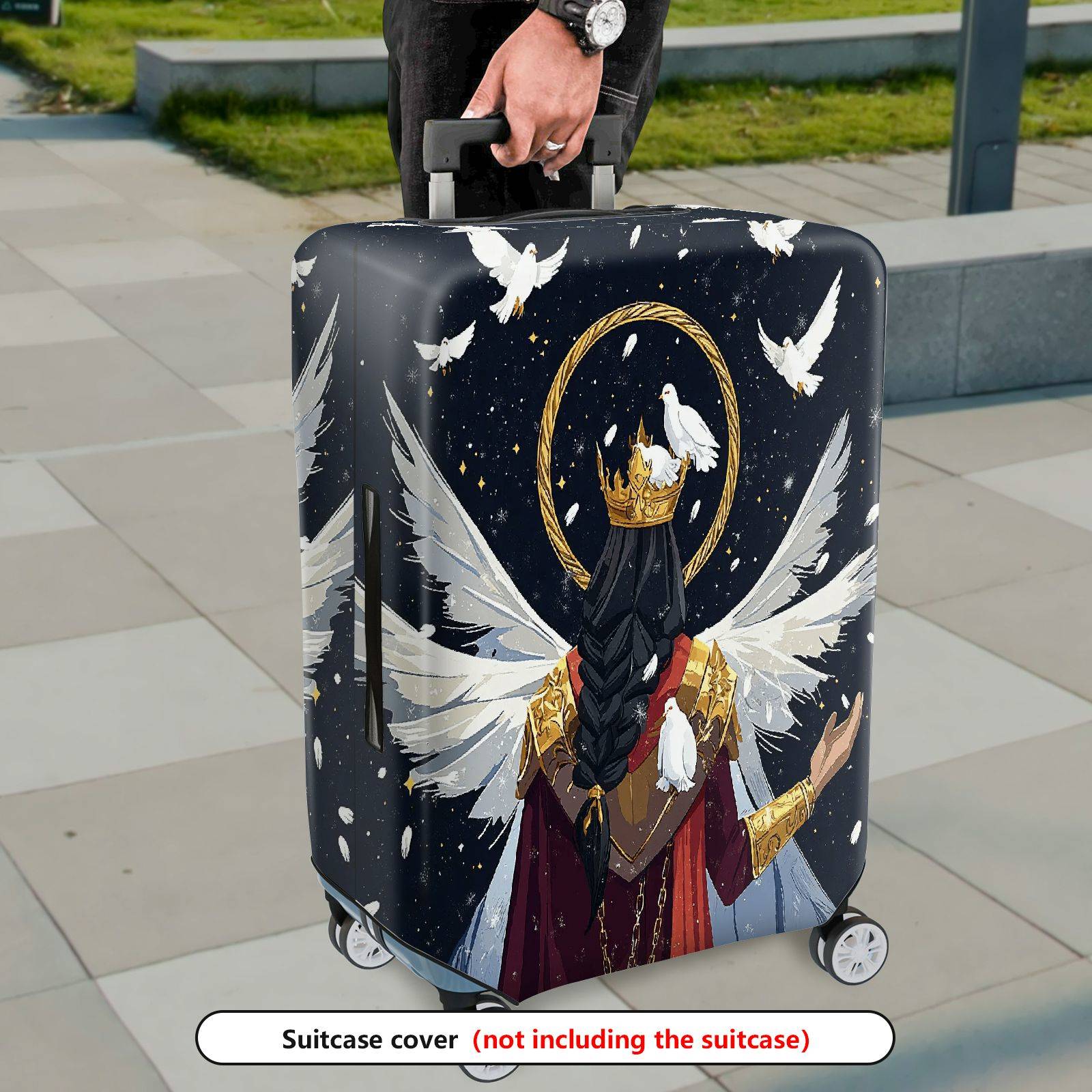 1-Piece Angel Crown Wing Feather Dove Star  Suitcase Luggage Cover, Stretch Protective Sleeve