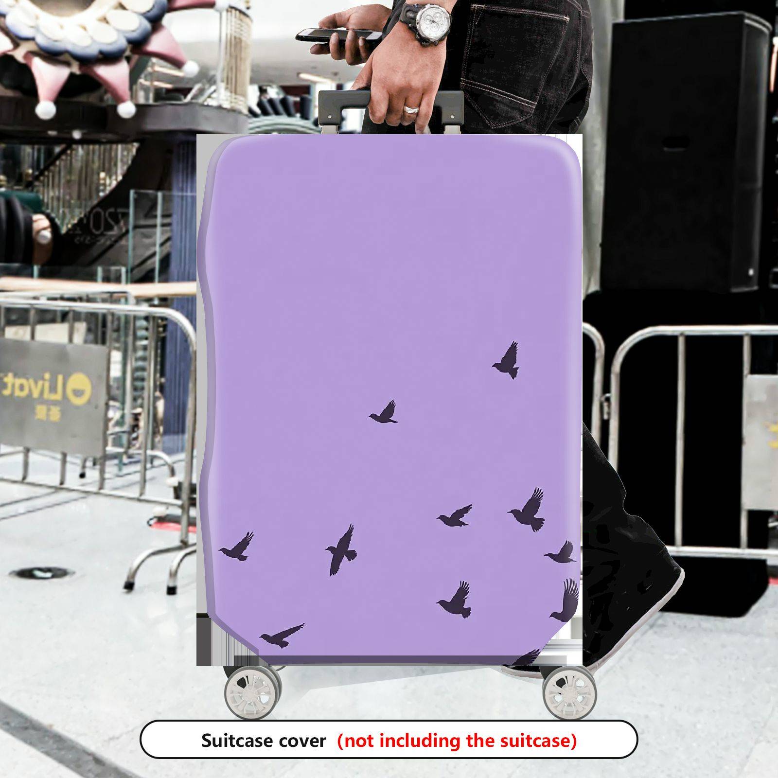 1-Piece Purple Bird Sky Travel Holiday Nature Leisure  Suitcase Luggage Cover, Stretch Protective Sleeve