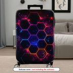 1-Piece Hexagon Pattern Luminous Galaxy Abstract Cosmic  Suitcase Luggage Cover, Stretch Protective Sleeve