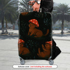 1-Piece Adorable Forest Mushroom Rabbit Woodland Black  Suitcase Luggage Cover, Stretch Protective Sleeve