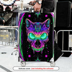 1-Piece Cat Skull Halloween Cosmic Psychedelic Unique  Suitcase Luggage Cover, Stretch Protective Sleeve
