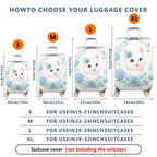 1-Piece Floral Cat Design Blooming Blue Daisy Leaves Nature  Suitcase Luggage Cover, Stretch Protective Sleeve