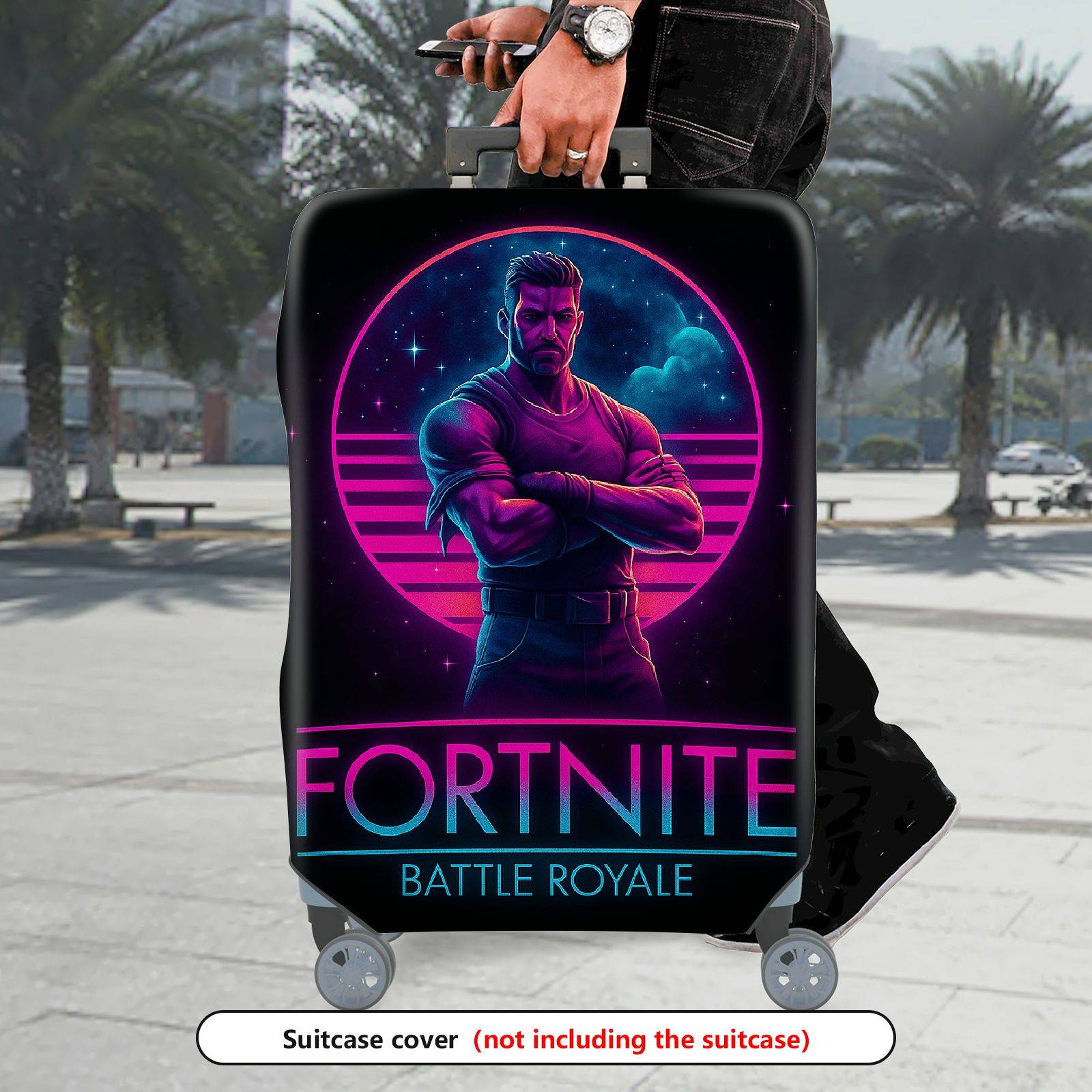 1-Piece Fortnite Gamer  Cool Battle  Suitcase Luggage Cover, Stretch Protective Sleeve