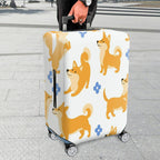1-Piece Cute Dog Floral  Fun Colorful Whimsical  Suitcase Luggage Cover, Stretch Protective Sleeve
