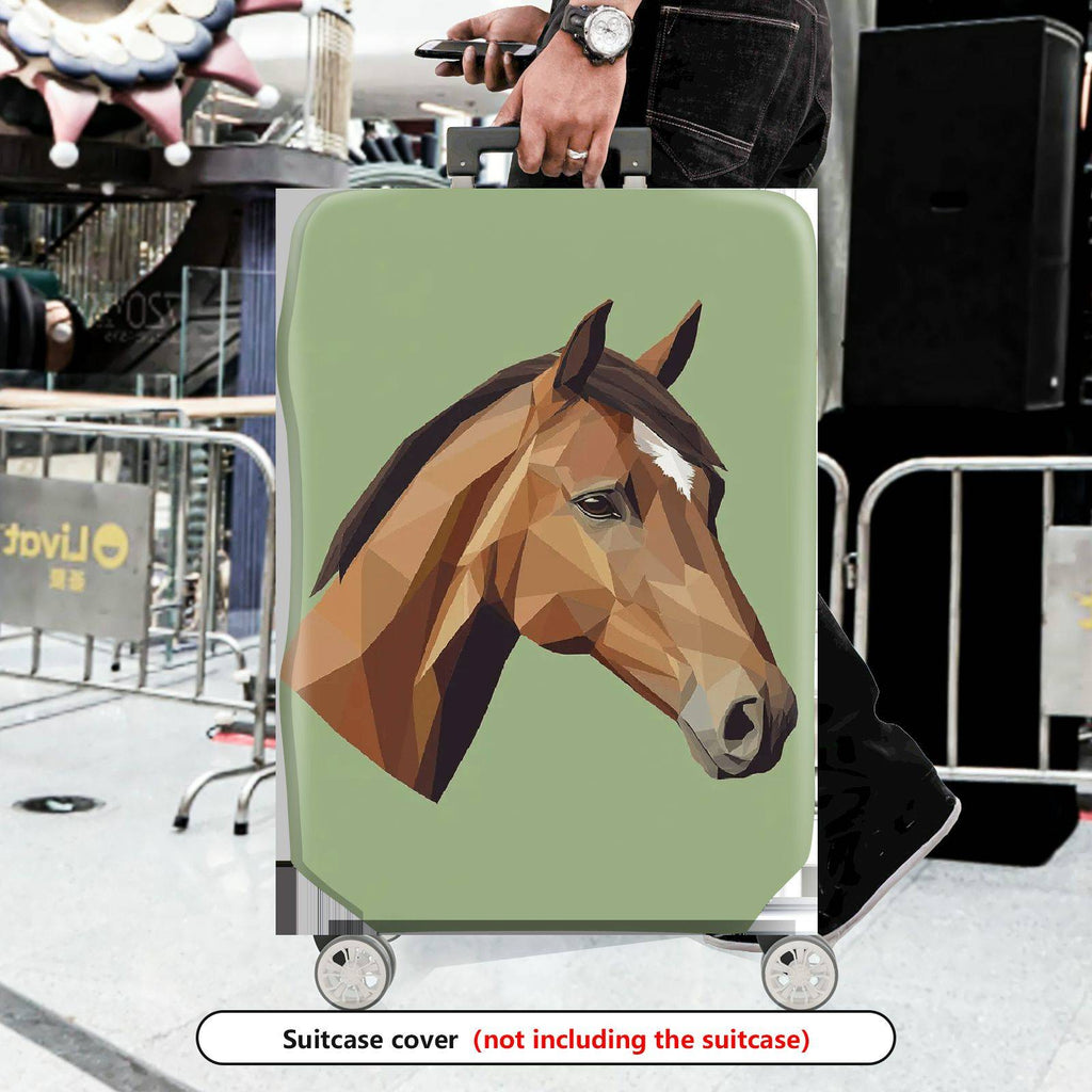 1-Piece Geometric Horse Art Animal Pattern Green  Suitcase Luggage Cover, Stretch Protective Sleeve