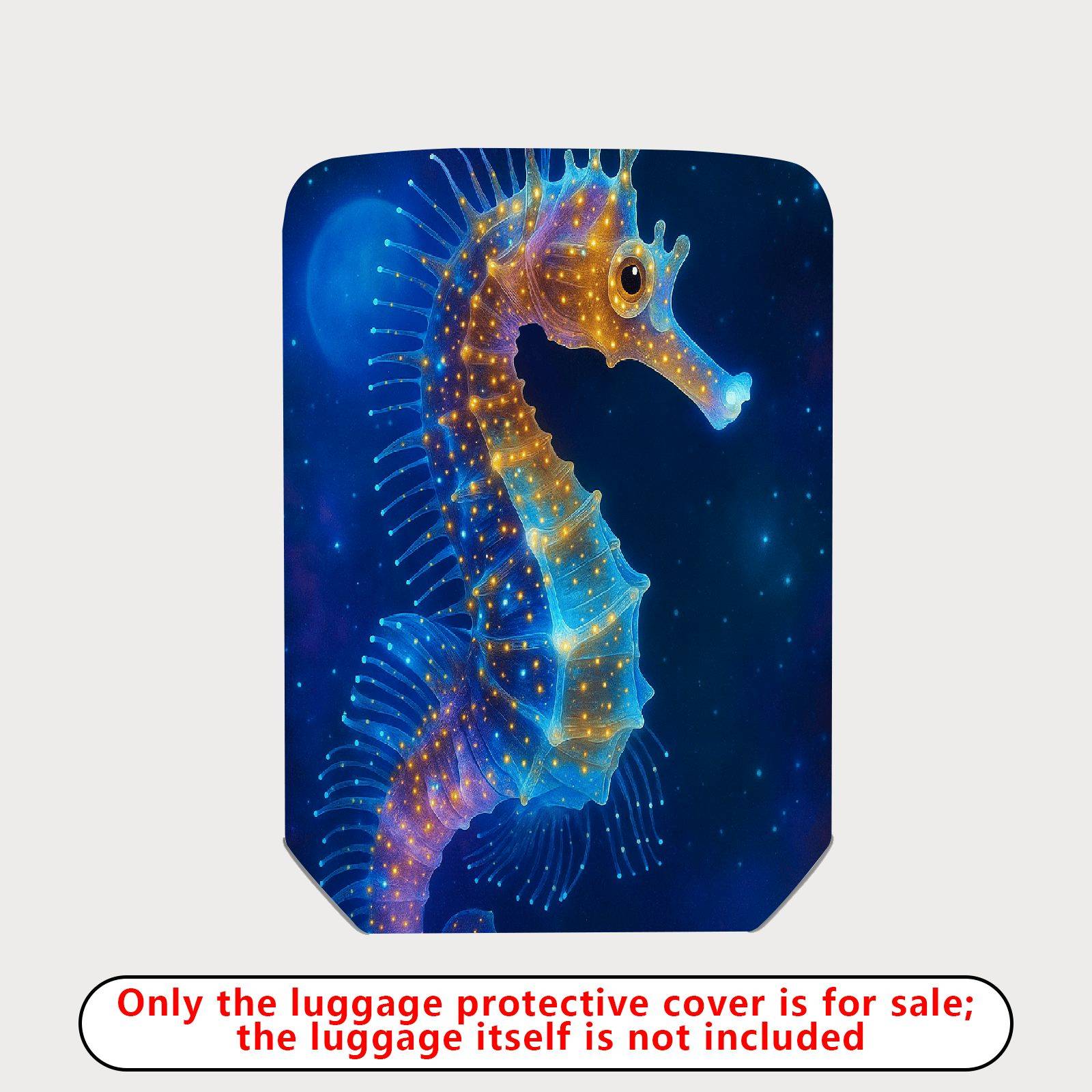 1-Piece Glowing Seahorse Ocean Starry Night Cosmic Artistic Fantasy  Suitcase Luggage Cover, Stretch Protective Sleeve