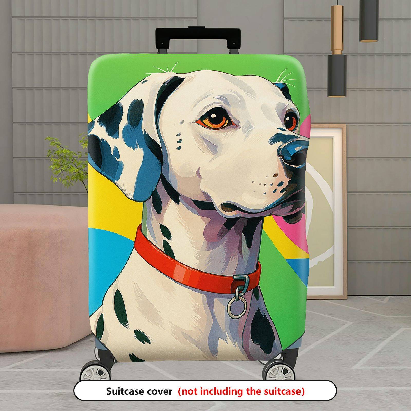 1-Piece Dalmatian Colorful Artistic Fun Vibrant Dog  Suitcase Luggage Cover, Stretch Protective Sleeve