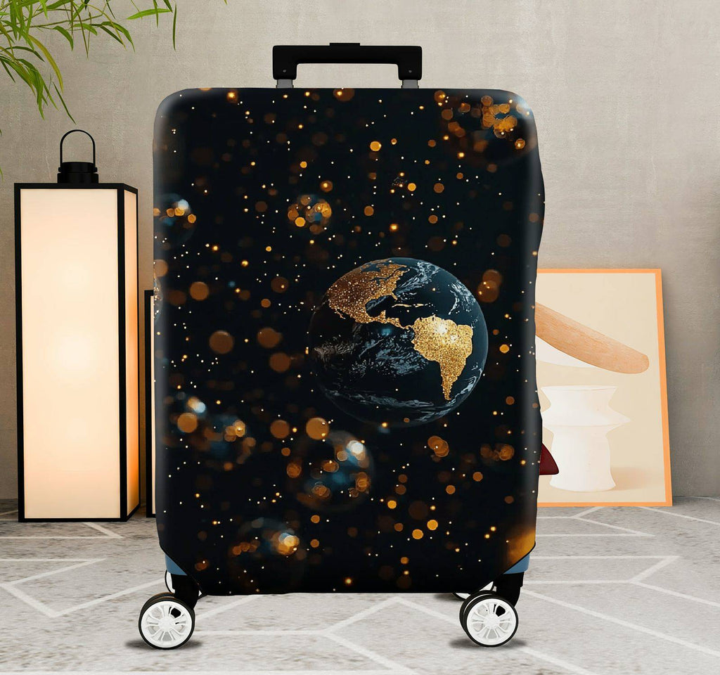 1-Piece Cosmic Glitter Earth Starry Space Universe  Suitcase Luggage Cover, Stretch Protective Sleeve