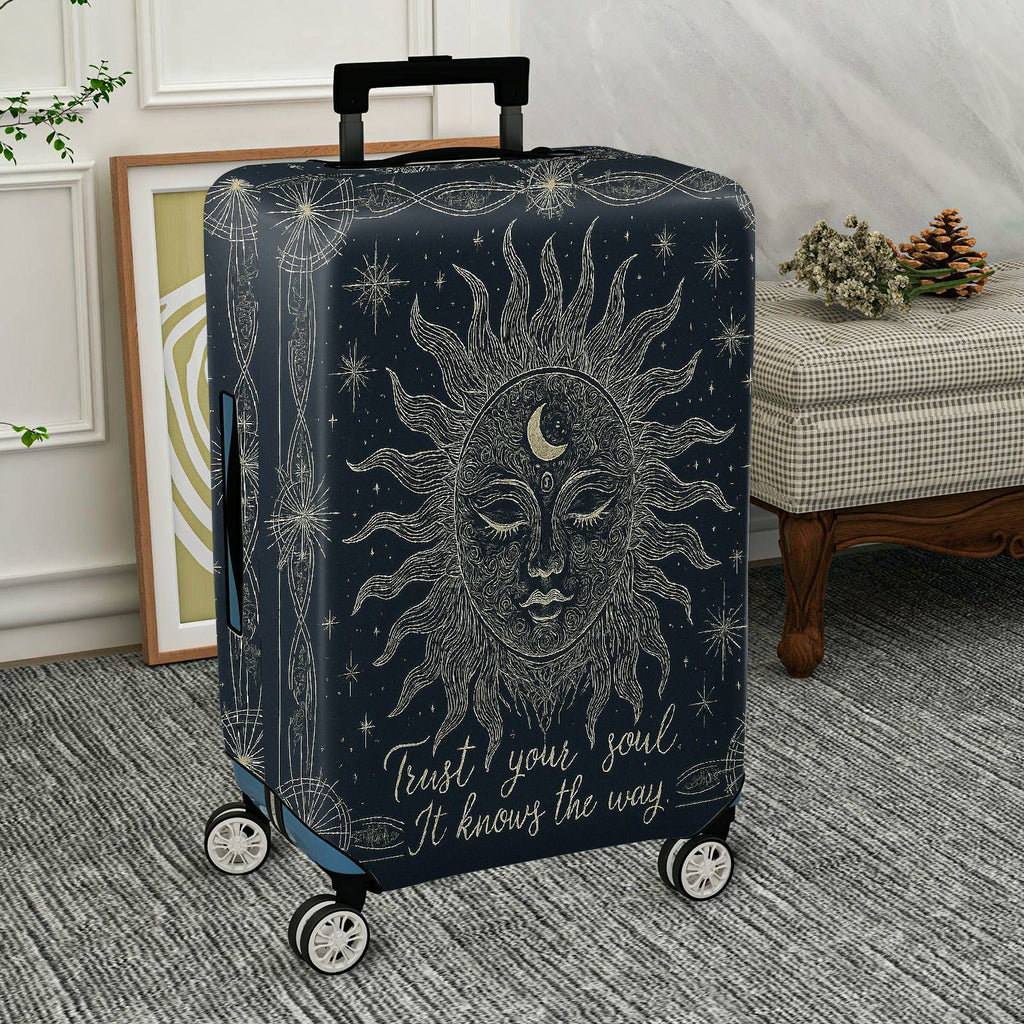 1-Piece Sun Moon Starry Spiritual Mystical Cosmic  Suitcase Luggage Cover, Stretch Protective Sleeve