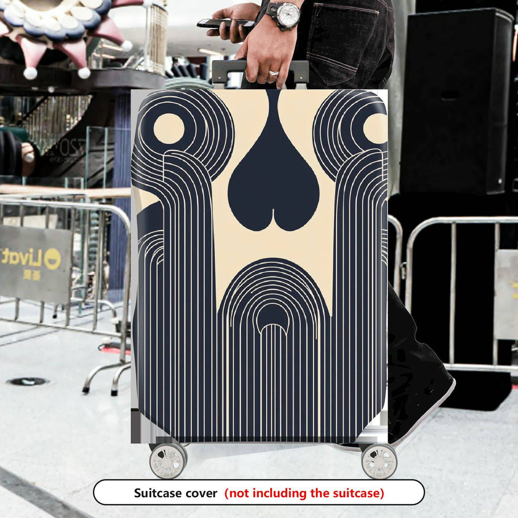 1-Piece Geometric Abstract Art Deco Streamlined Retro Vintage  Suitcase Luggage Cover, Stretch Protective Sleeve