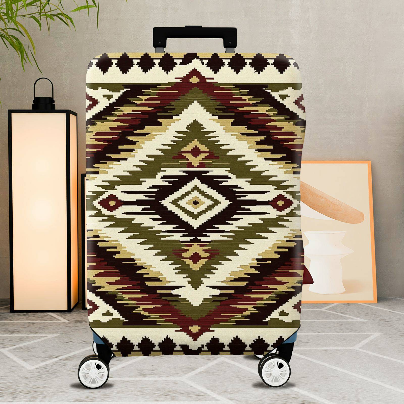 1-Piece Geometric Ethnic Tribal Southwestern Aztec  Suitcase Luggage Cover, Stretch Protective Sleeve