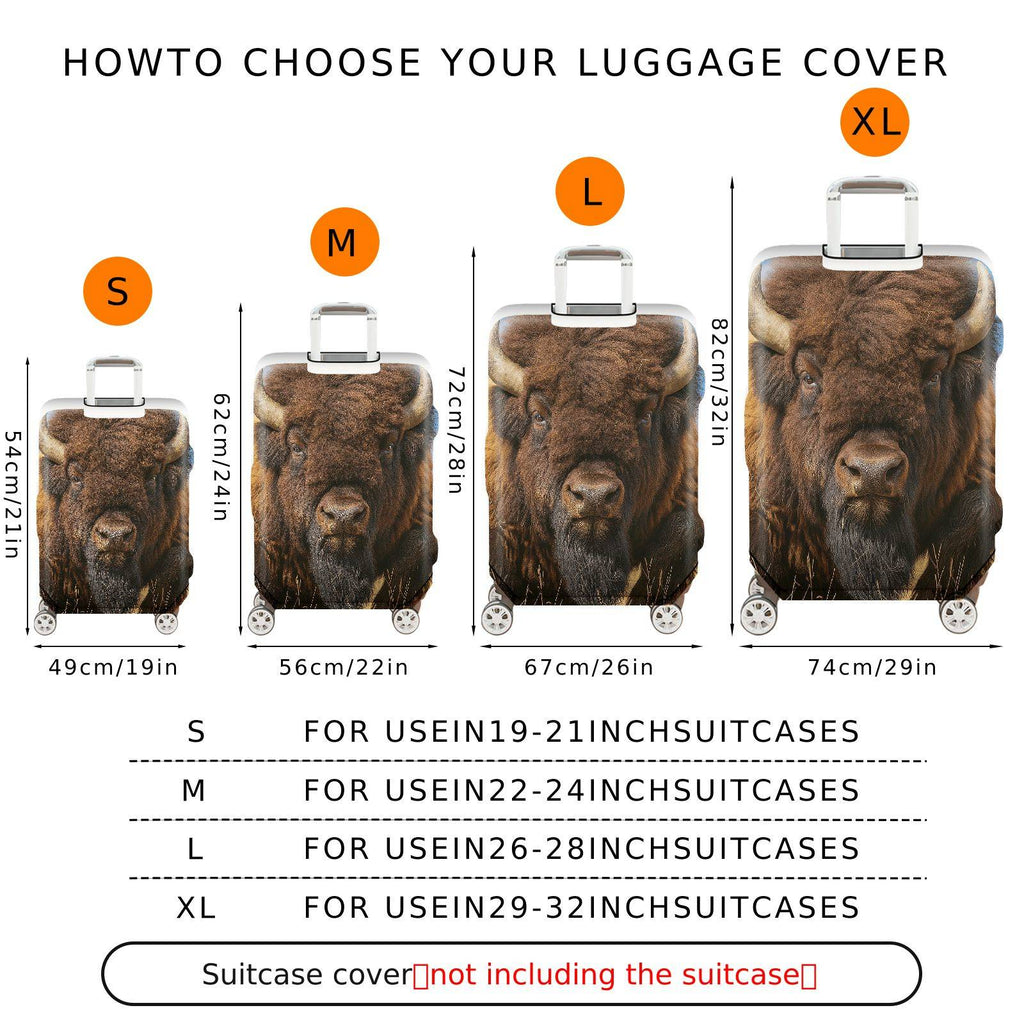 1-Piece Animal Wildlife Nature Scenery Western Landscape Buffalo  Suitcase Luggage Cover, Stretch Protective Sleeve