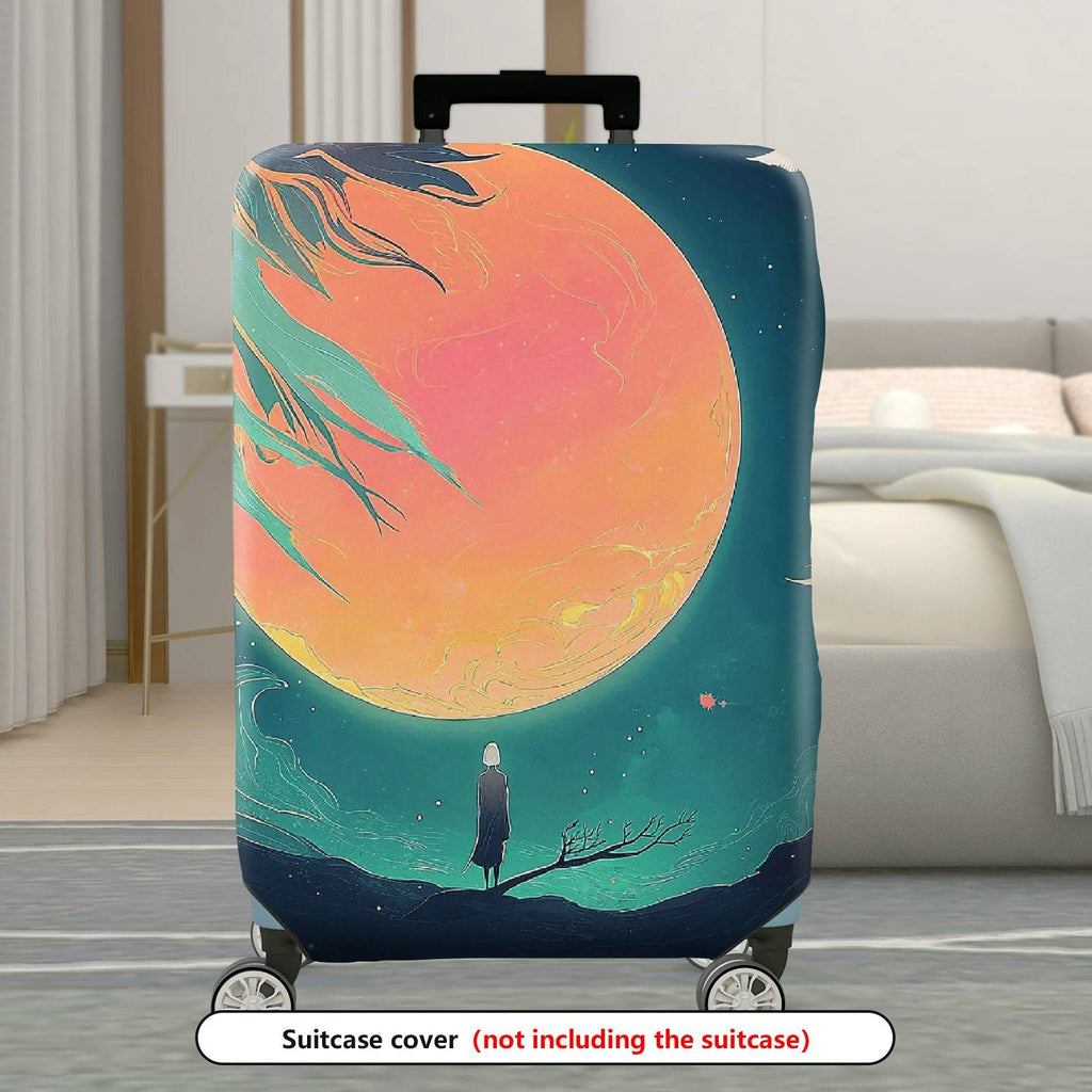 1-Piece Abstract Moon Night Glow Artistic  Suitcase Luggage Cover, Stretch Protective Sleeve