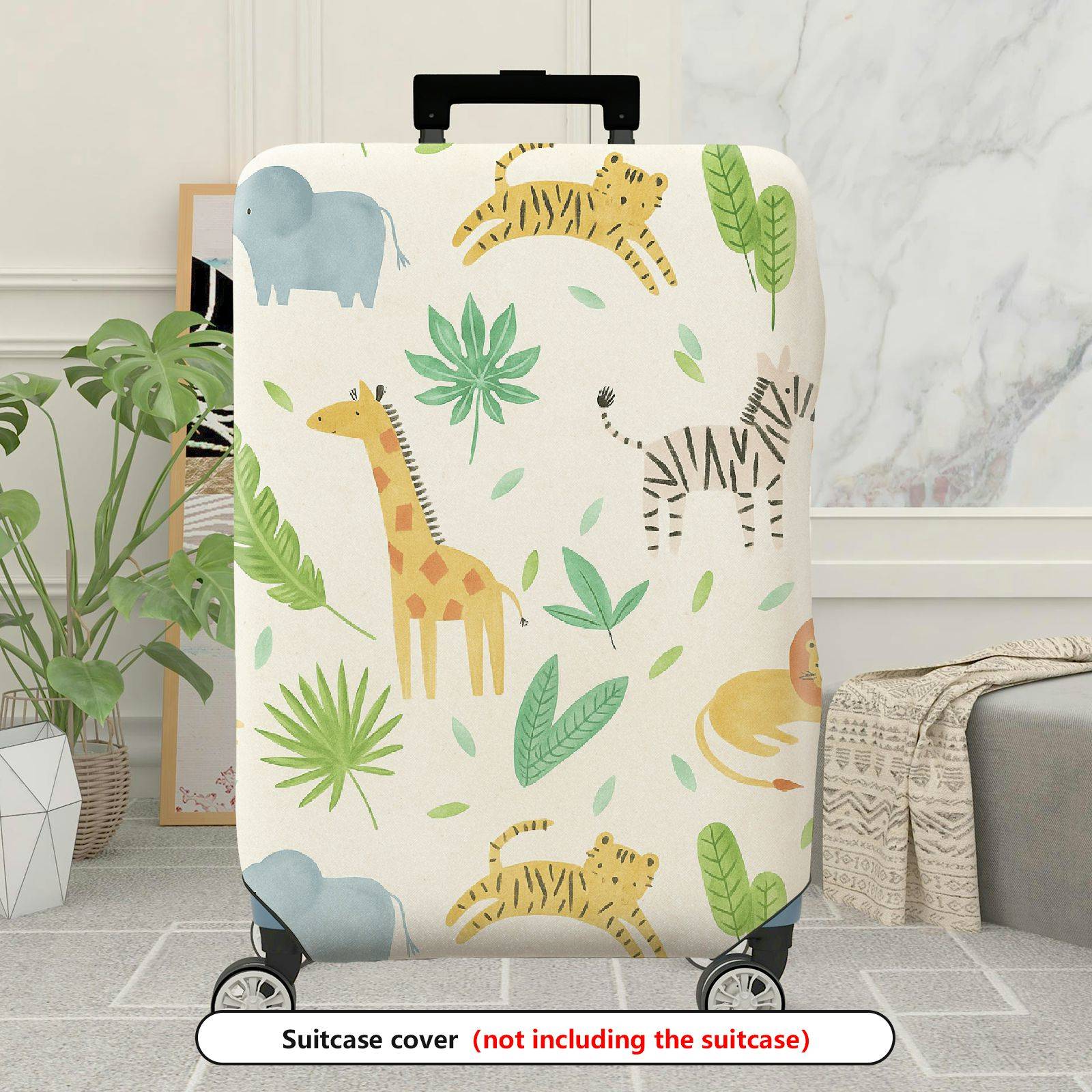 1-Piece Animal Jungle Safari Leaf Lion Giraffe  Suitcase Luggage Cover, Stretch Protective Sleeve