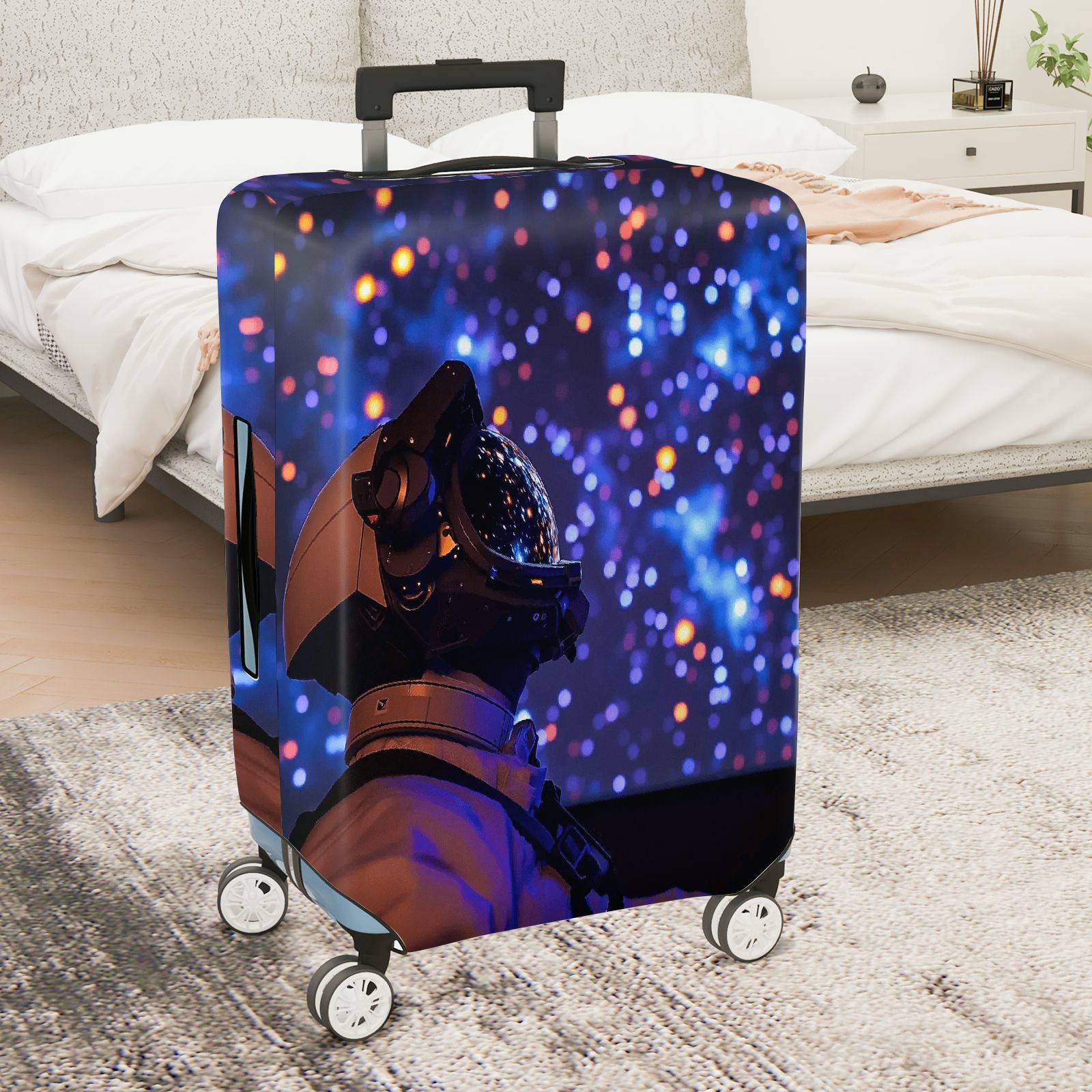 1-Piece Astronaut Galaxy Space Stars Cosmic Adventure  Suitcase Luggage Cover, Stretch Protective Sleeve