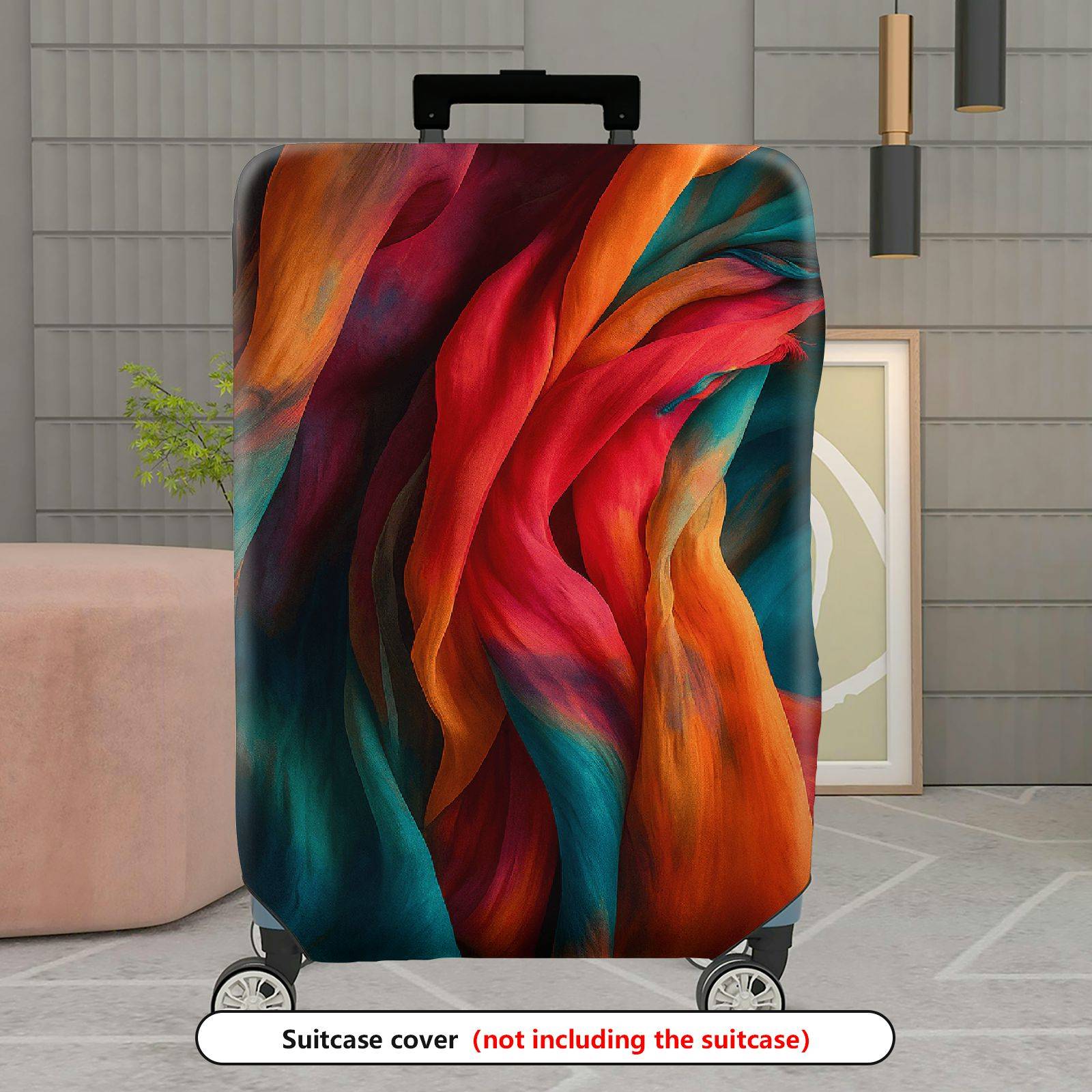 1-Piece Colorful Rainbow Abstract Artistic Vibrant Dynamic  Suitcase Luggage Cover, Stretch Protective Sleeve