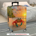 1-Piece Sunset Beach Crab Palm Ocean Holiday  Suitcase Luggage Cover, Stretch Protective Sleeve