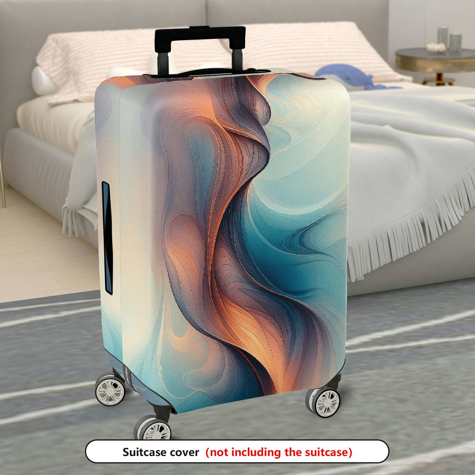1-Piece Abstract Swirl Gradient Artistic Colorful Sleek  Suitcase Luggage Cover, Stretch Protective Sleeve