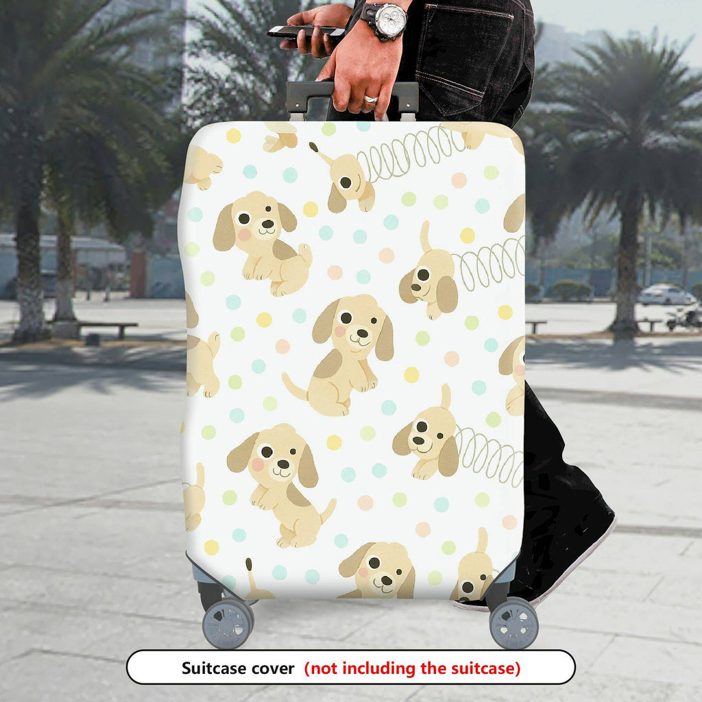 1-Piece Cute  Puppy Dog Polka Dot Spring Travel  Suitcase Luggage Cover, Stretch Protective Sleeve