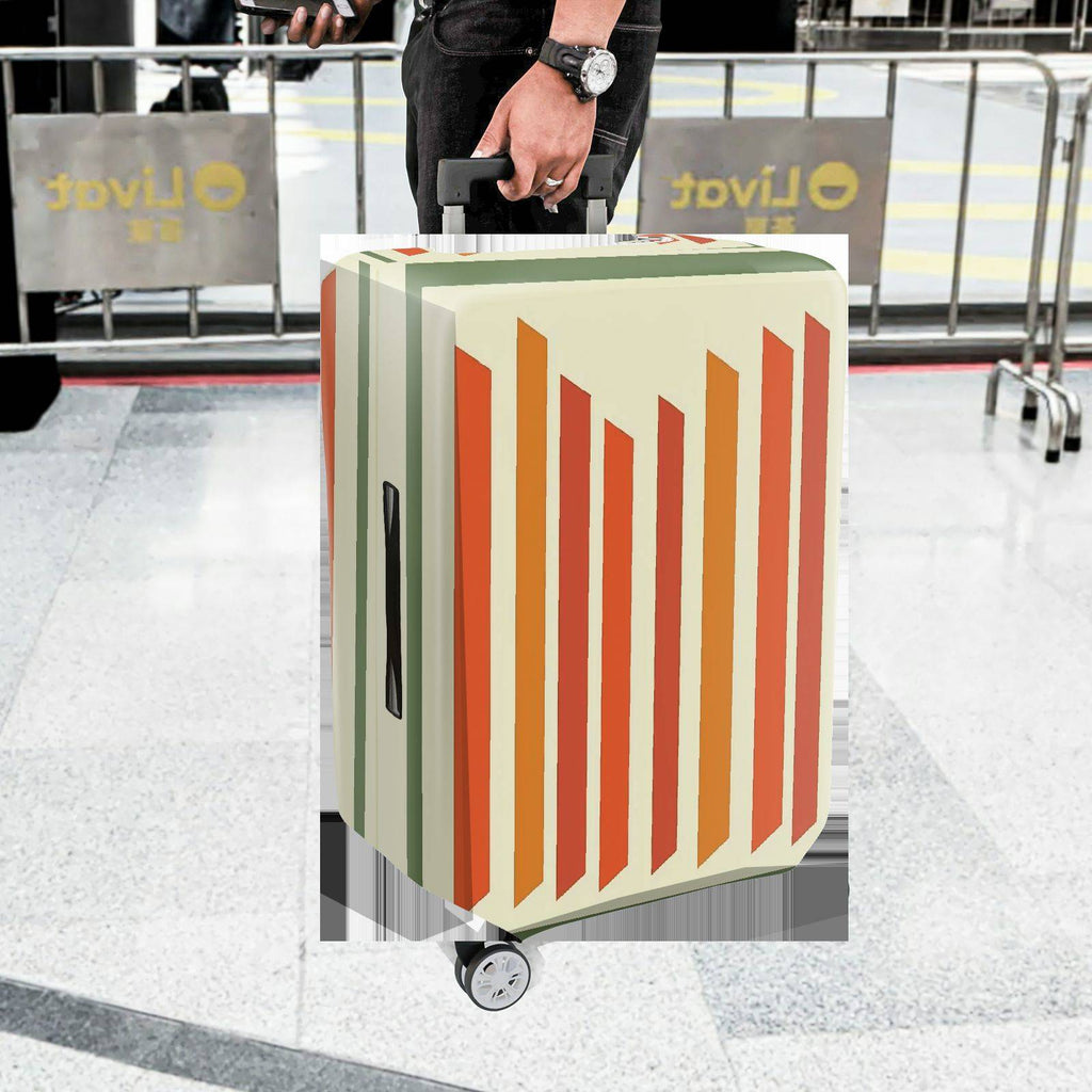 1-Piece Colorful Striped Modern Geometric Vibrant Abstract  Suitcase Luggage Cover, Stretch Protective Sleeve