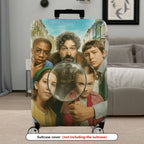 1-Piece Family Nostalgia Vintage Artistic Classic Streets Happy Tour  Suitcase Luggage Cover, Stretch Protective Sleeve