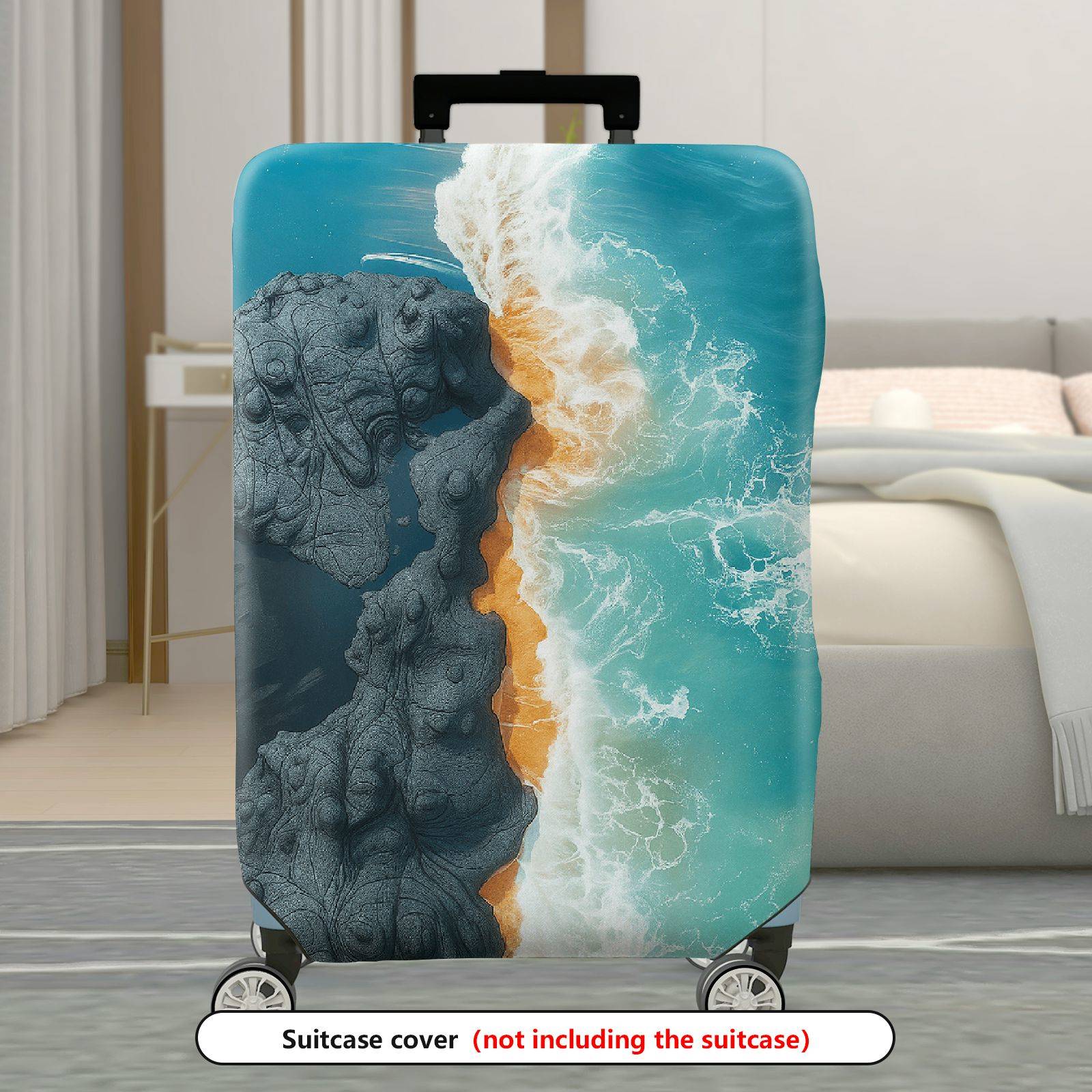 1-Piece Ocean Beach Wave Nature Landscape Scenery Aerial View  Suitcase Luggage Cover, Stretch Protective Sleeve