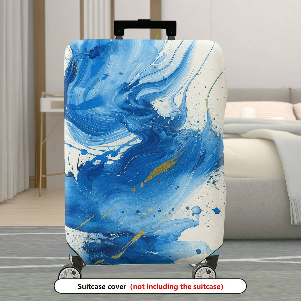 1-Piece Abstract Blue Artistic Swirl Paint Splash Luggage  Suitcase Luggage Cover, Stretch Protective Sleeve