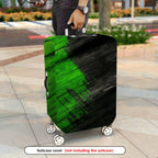 1-Piece Abstract Green Black Artistic Brush Stroke  Suitcase Luggage Cover, Stretch Protective Sleeve