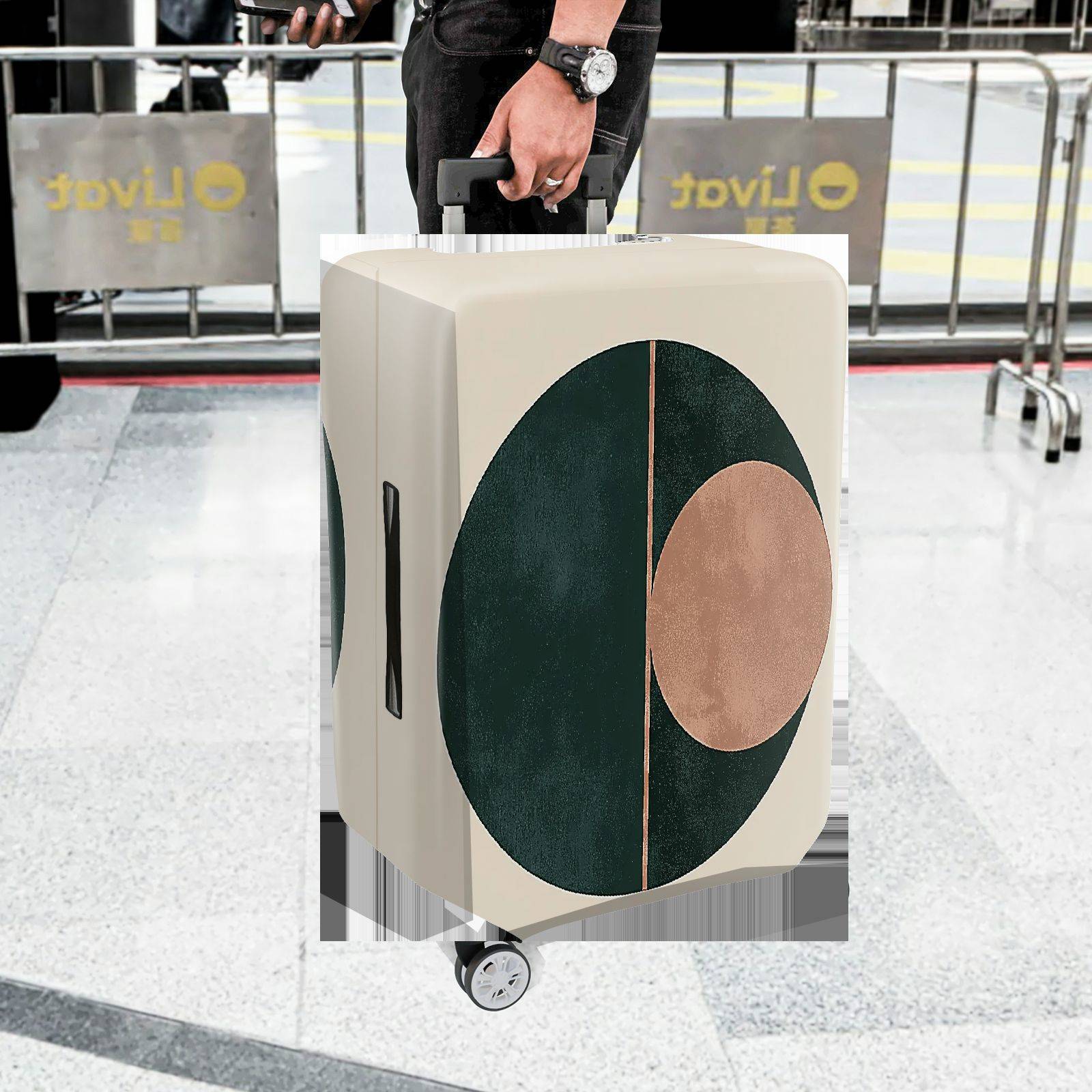 1-Piece Geometric Circle Abstract Modern Artistic Stylish  Suitcase Luggage Cover, Stretch Protective Sleeve