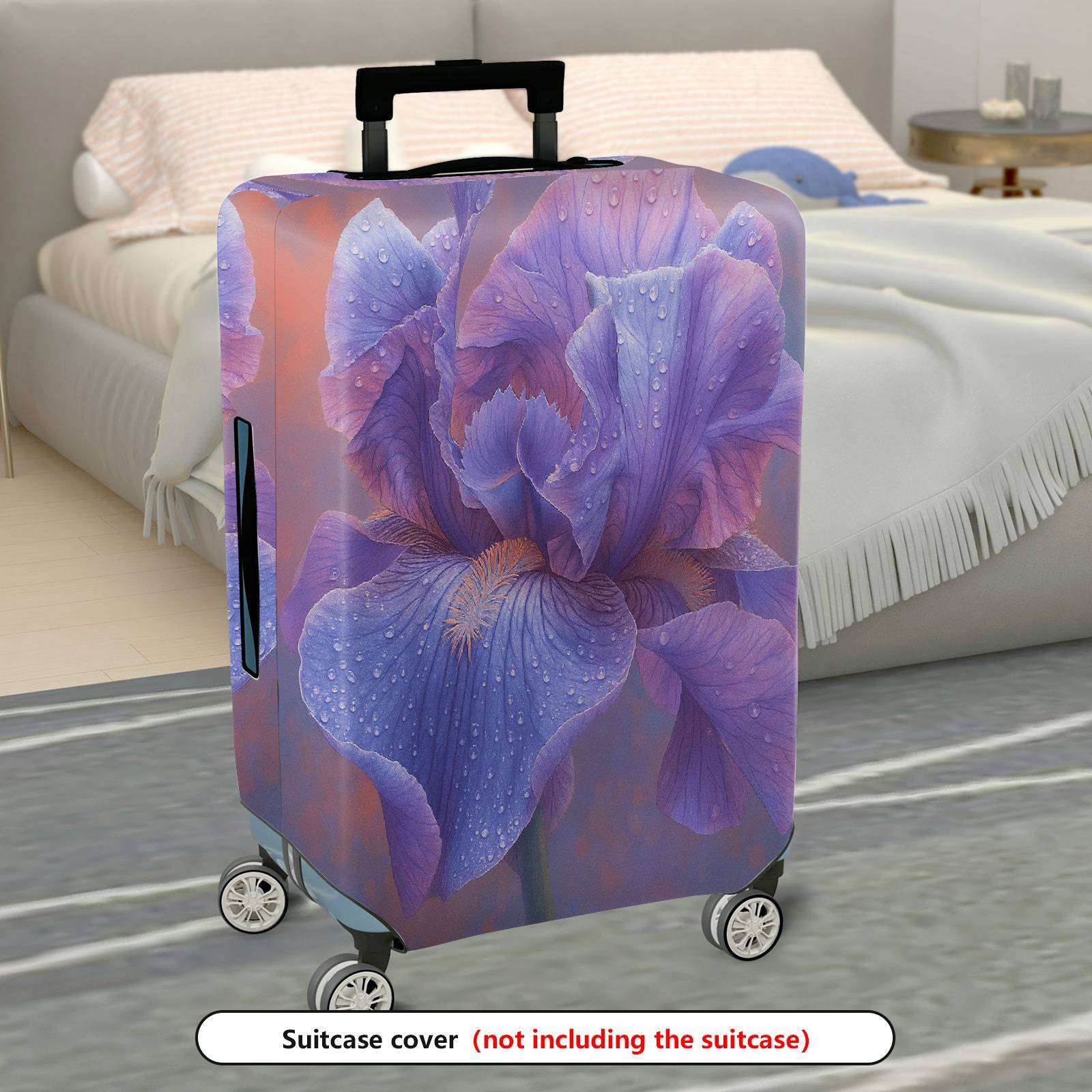 1-Piece Purple Floral Watercolor Artistic Vibrant Elegance  Suitcase Luggage Cover, Stretch Protective Sleeve