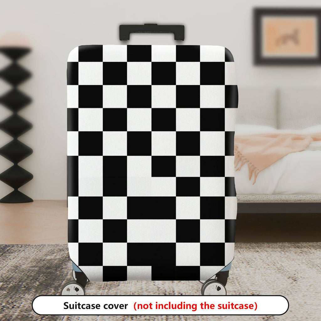 1-Piece Checkered Black White Geometric Modern Stylish  Suitcase Luggage Cover, Stretch Protective Sleeve