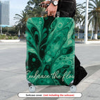 1-Piece Abstract Marble Swirl Green Artistic Flow  Suitcase Luggage Cover, Stretch Protective Sleeve