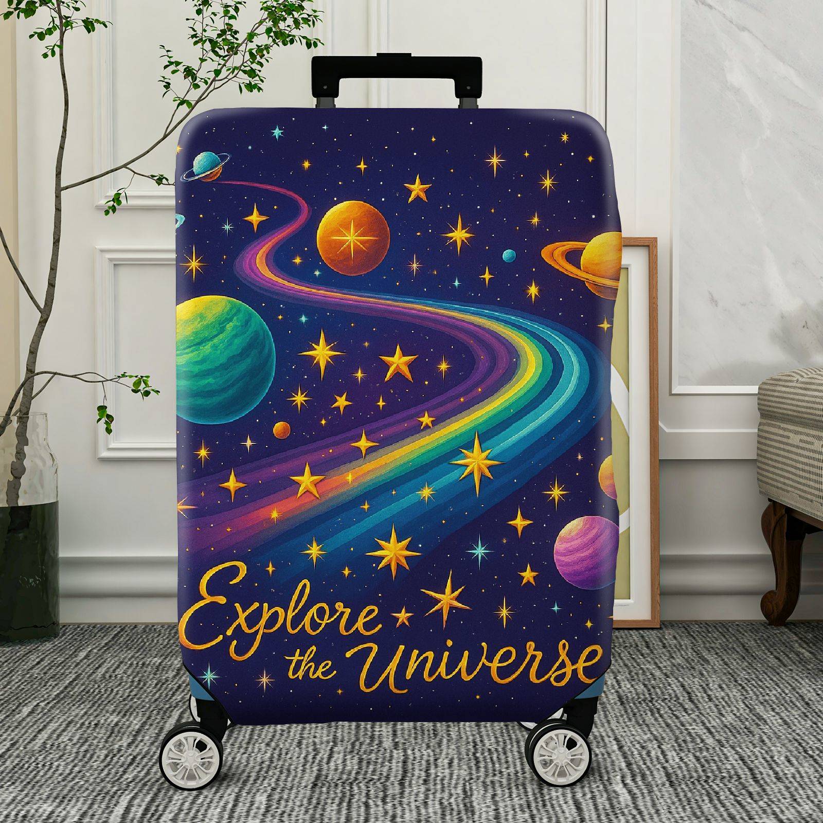 1-Piece Planet Star Galaxy Universe Cosmic Astronomy  Suitcase Luggage Cover, Stretch Protective Sleeve