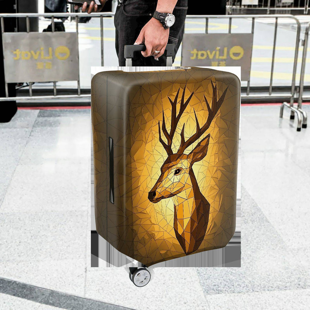 1-Piece Geometric Deer Stag Mosaic Abstract Nature Wildlife  Suitcase Luggage Cover, Stretch Protective Sleeve
