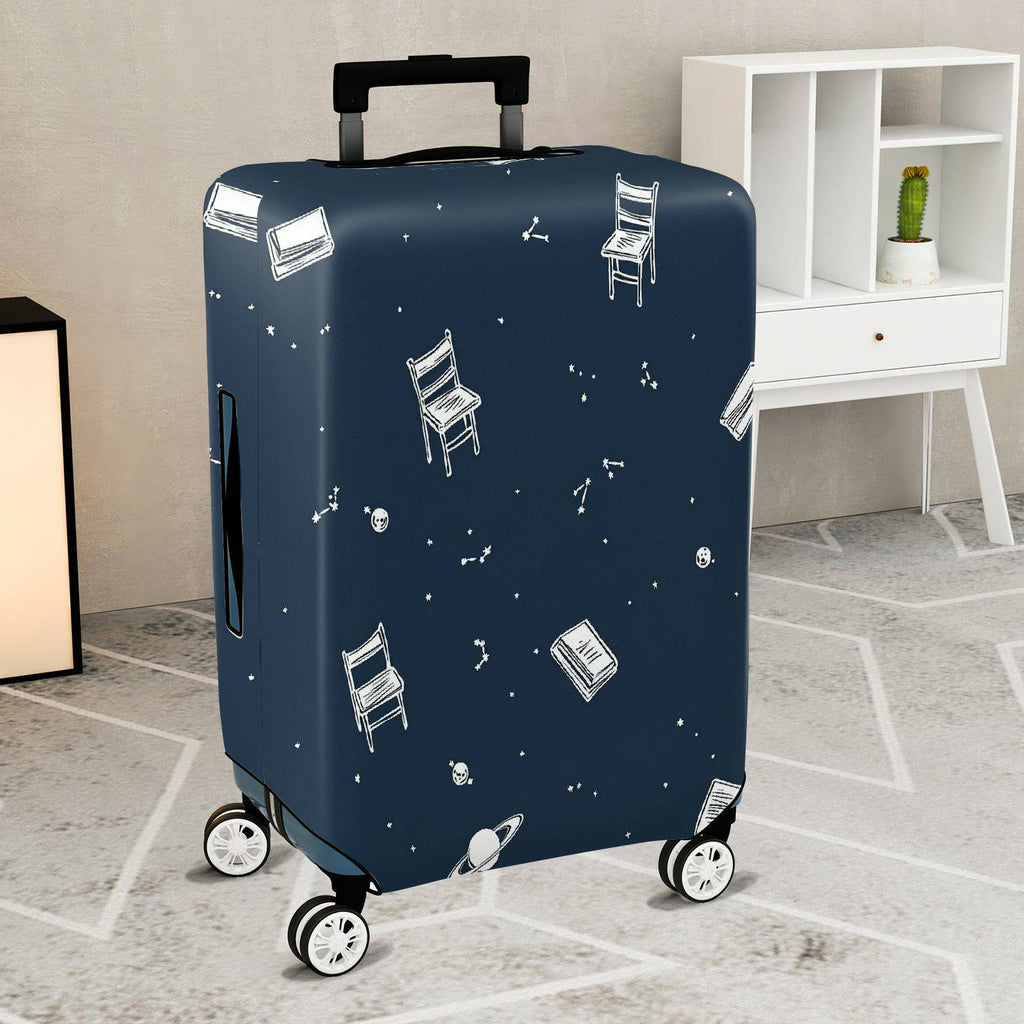 1-Piece Cosmic Chair Artistic Star Book Saturn Unique  Suitcase Luggage Cover, Stretch Protective Sleeve