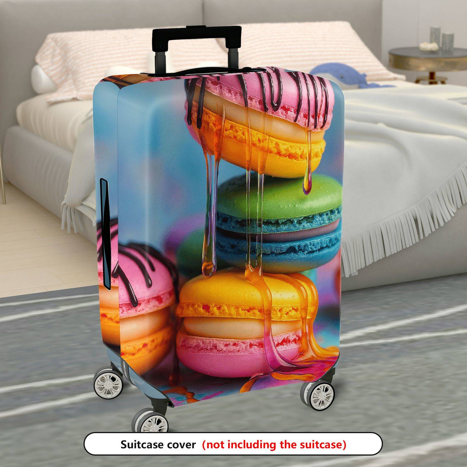 1-Piece Colorful Macaron Drip Design Sweet Pastel Artistic  Suitcase Luggage Cover, Stretch Protective Sleeve