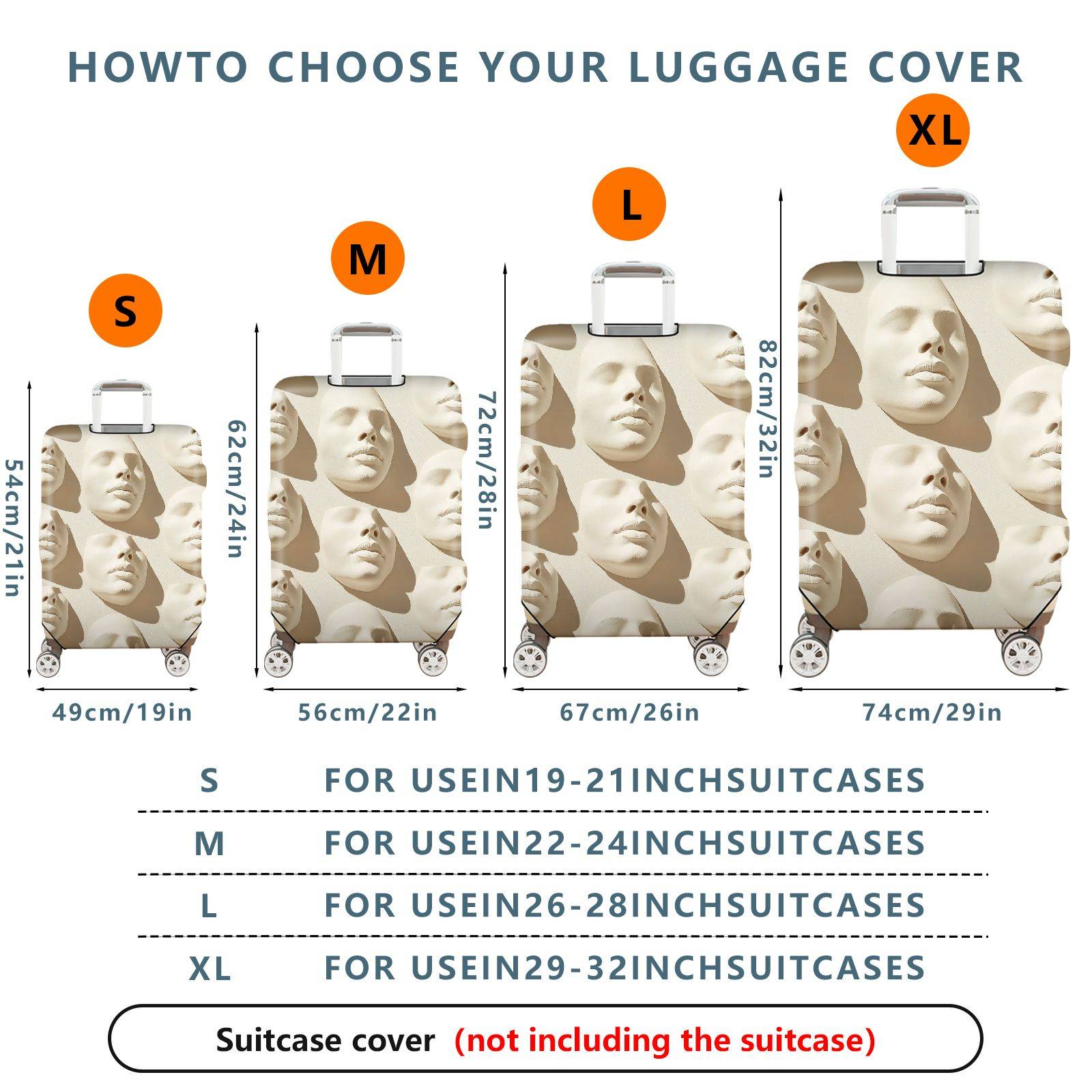 1-Piece Abstract Artistic Beige Elegant Modern Unique  Suitcase Luggage Cover, Stretch Protective Sleeve