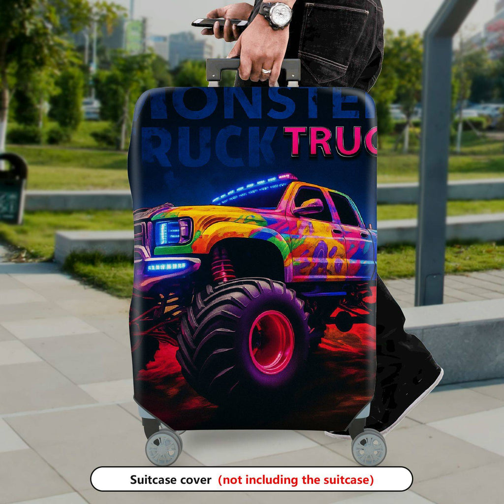 1-Piece Truck Colorful Night Glow Artistic Graphic  Suitcase Luggage Cover, Stretch Protective Sleeve
