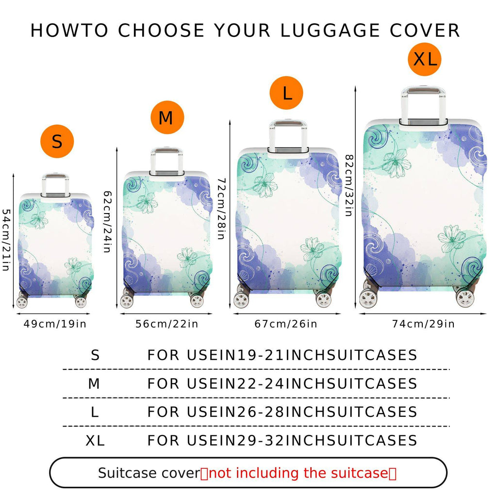 1-Piece Abstract Watercolor Floral Travel Starry  Suitcase Luggage Cover, Stretch Protective Sleeve