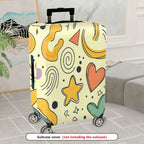 1-Piece Abstract Retro Colorful Star Heart Spiral Dot  Suitcase Luggage Cover, Stretch Protective Sleeve