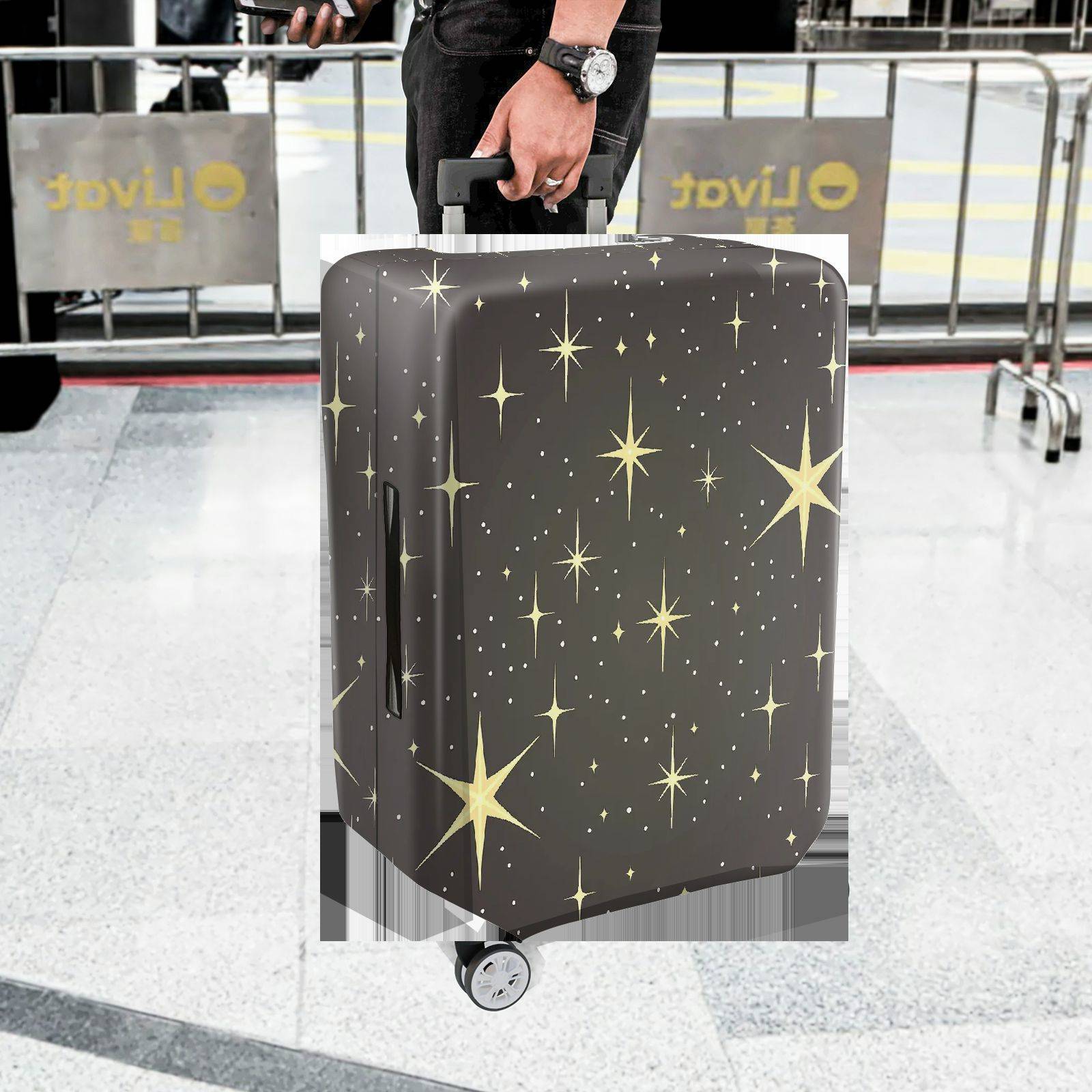 1-Piece Starry Night Sky Cosmic Galaxy Starburst Sparkle  Suitcase Luggage Cover, Stretch Protective Sleeve
