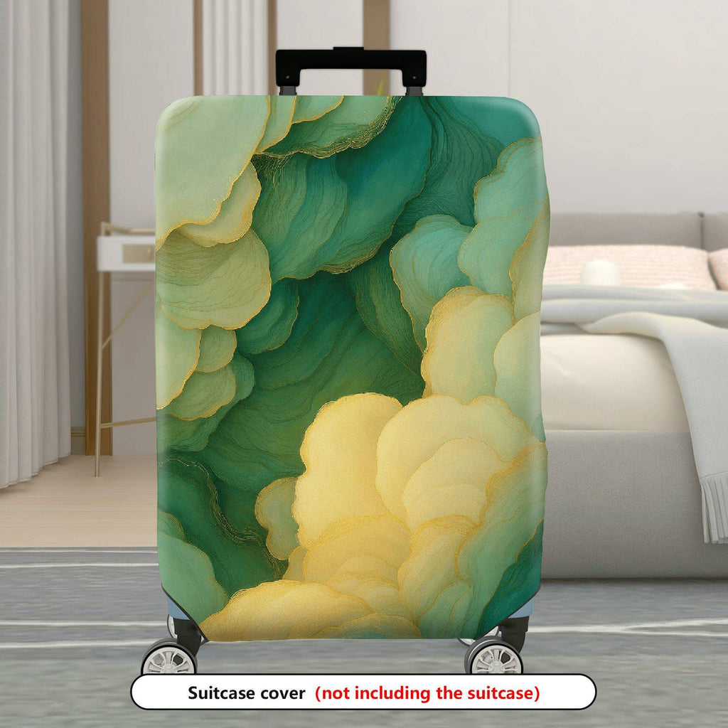 1-Piece Abstract Green Yellow Soft Wave Artistic  Suitcase Luggage Cover, Stretch Protective Sleeve
