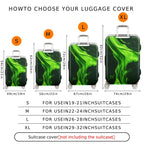 1-Piece Abstract Green Artistic Nature Flow Dynamic Stylish  Suitcase Luggage Cover, Stretch Protective Sleeve