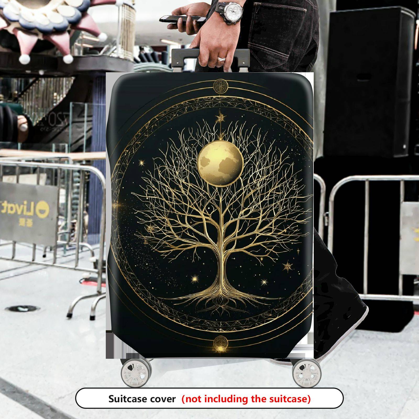 1-Piece Tree Moon Star Galaxy Cosmic Nature Mystery  Suitcase Luggage Cover, Stretch Protective Sleeve