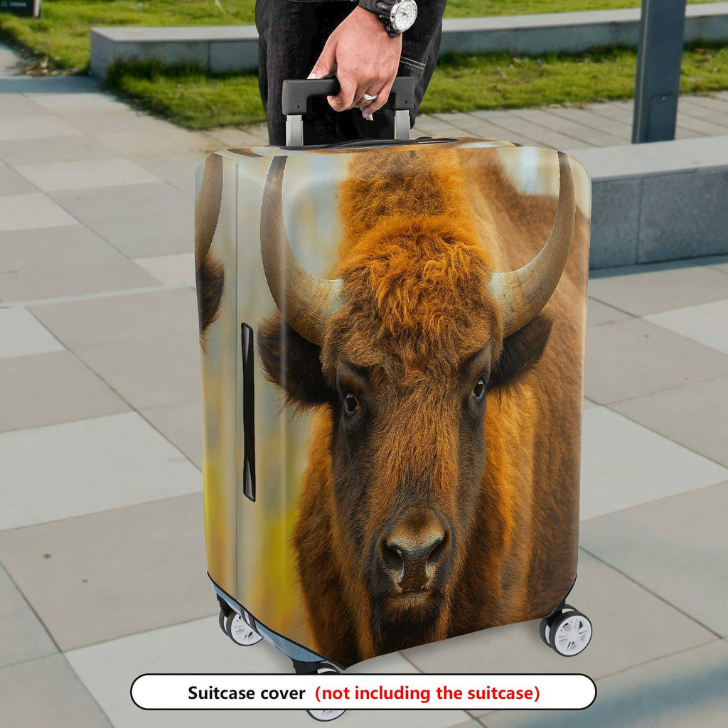 1-Piece Animal Rustic Nature Wildlife Buffalo  Suitcase Luggage Cover, Stretch Protective Sleeve